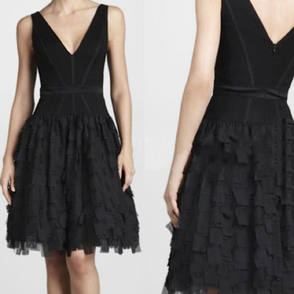 Aidan Mattox Tiered V-Neck Dress-8
